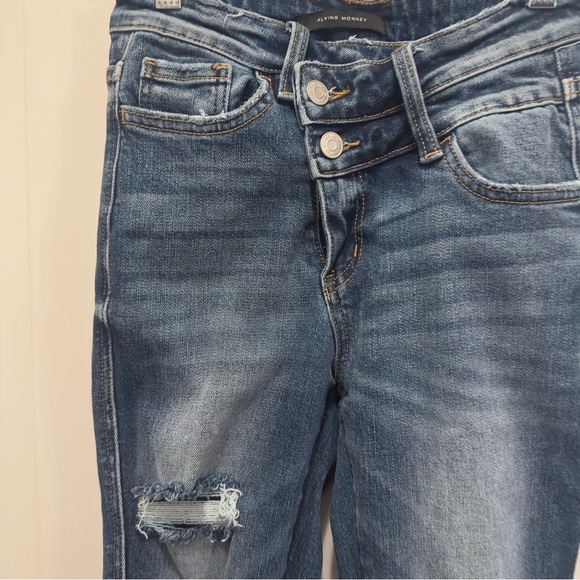 Flying Monkey High Rise Distressed Blue Jeans - Picture 3 of 8